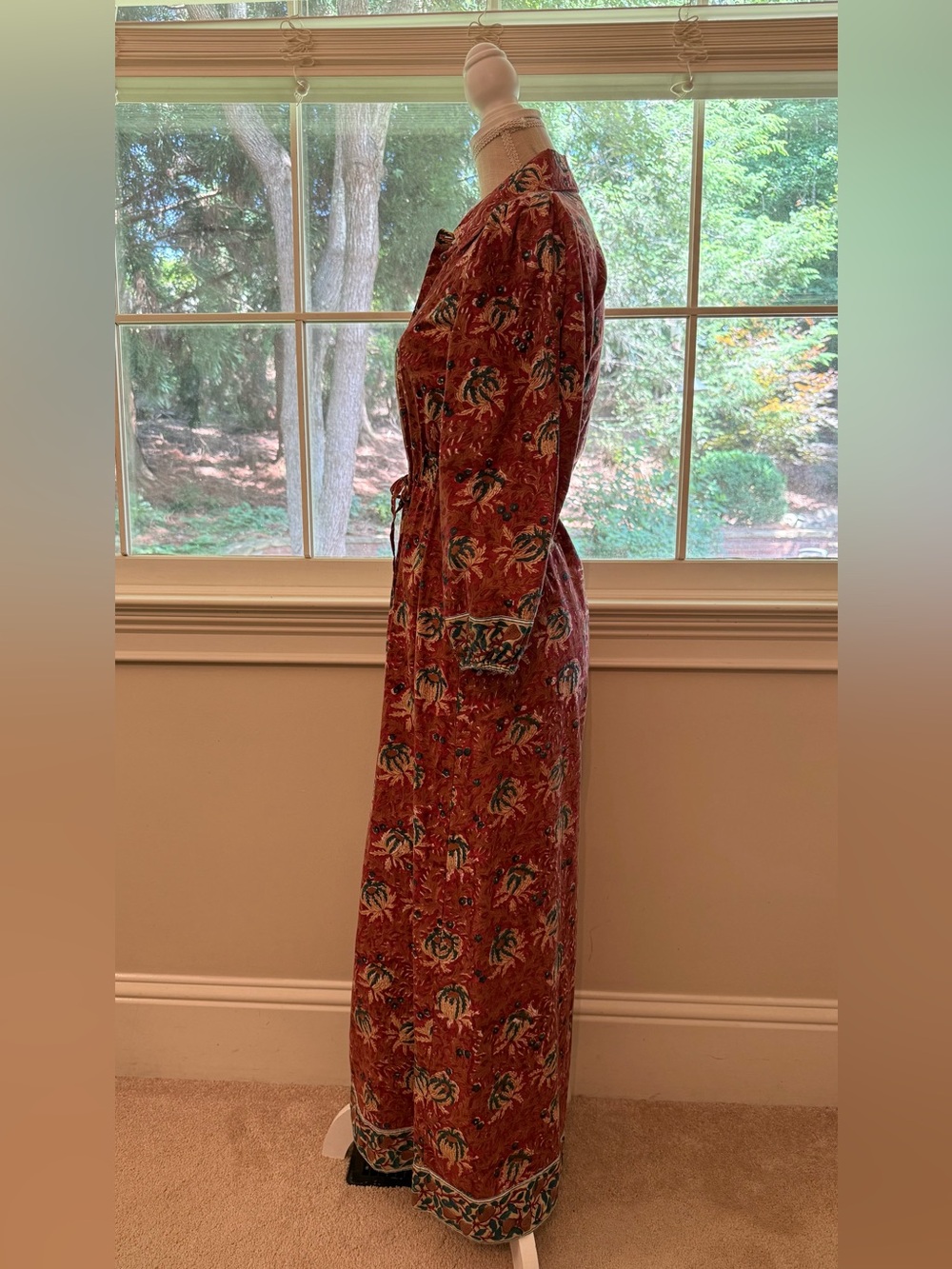 Victoria Dunn Rust Floral Button-Front Maxi Dress XS - Picture 2 of 7
